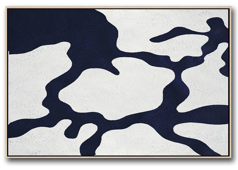 Horizontal Navy Blue Minimal Art #NV109C